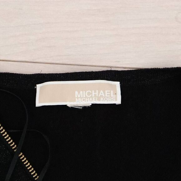Michael Kors Women's Long Sleeves MK Logo Zip Black Cardigan Sweater Size 1 (XS) - Picture 5 of 6